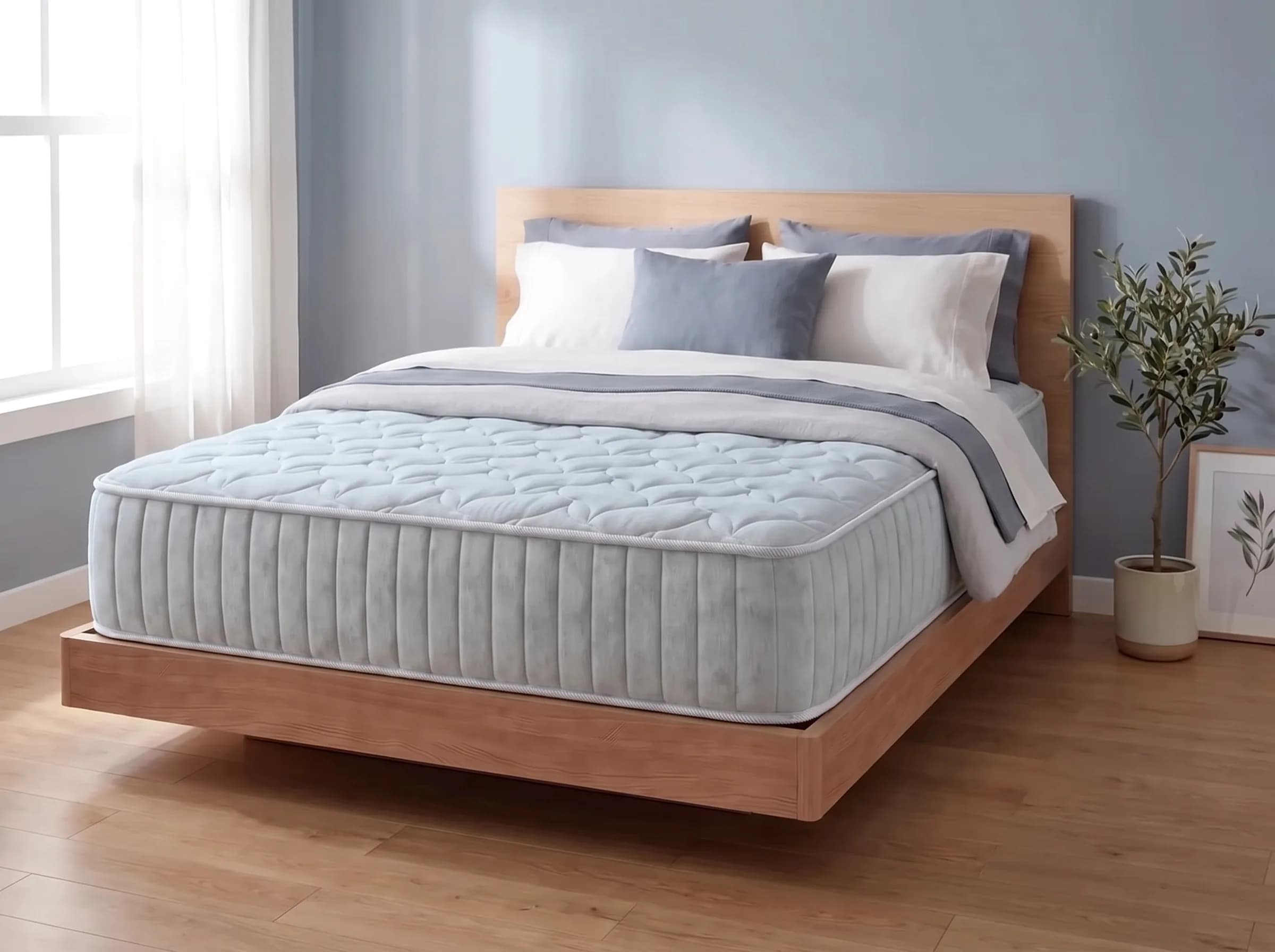 Матрас SOMNO Classic Soft сбоку на кровати — вид под углом