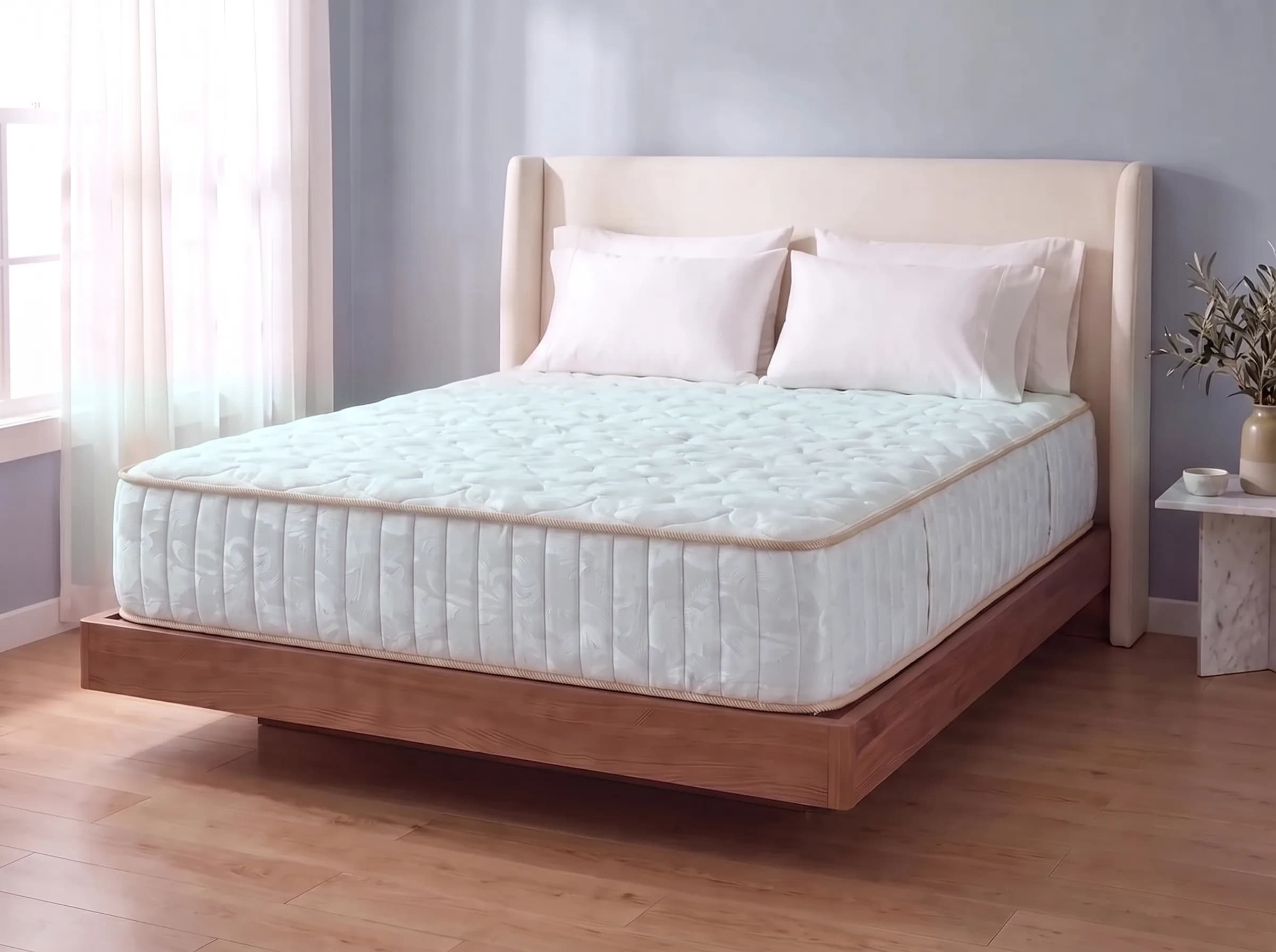Матрас SOMNO Luxe Comfort сбоку на кровати — вид под углом